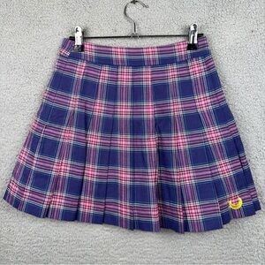 Spao x Sailor Moon Shorts Womens Small Purple Plaid Pleated Moon Logo Mini Skort